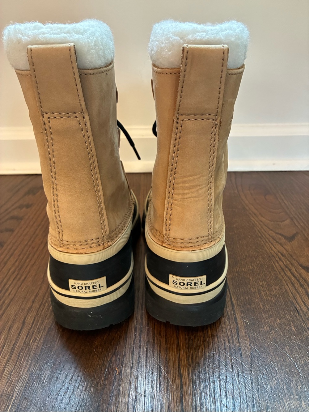 Sorel Leather Caribou Kids Size 3 Waterproof Snow Winter Boots Buff Black LY1000 - Picture 4 of 7